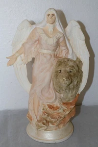 Native Angel with Bear 13" Figurine Ceramic Collectible Painted in Neutral Color - Picture 1 of 9