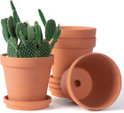 Clay Pots for Plants with Saucer Large Terra Cotta Plant Pots 6" Pack of 4