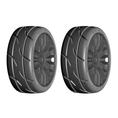 NEW GRP 1:8 GT T03 REVO XM5 Medium Tires with 20 Spoked Black Wheel (2) - Image 1 of 4