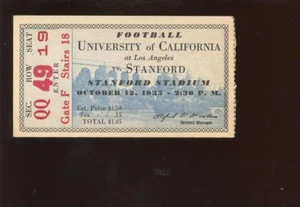October 12 1935 NCAA Football Ticket Stub California vs Stanford EXMT - Picture 1 of 2