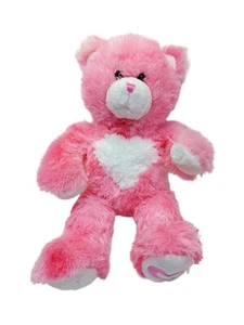 Build A Bear Pink White Bear with Heart On Foot Magnetic Hands Stuffed Plush - Picture 1 of 7