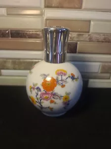 Vintage runde Lampe Berger Paris Limoges Frankreich CP Duftbrenner weiß Blumenmuster - Bild 1 von 17