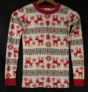 Hanna Andersson Thermal Shirt Long John Long Sleeve Reindeer Organic Cotton 90s - Picture 1 of 5