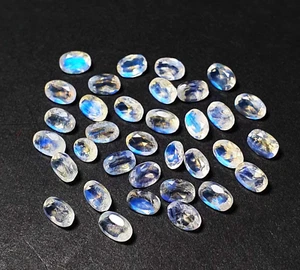 Lote de 29 piedras preciosas sueltas corte ovalado piedra lunar arco iris natural 4x5-4x6 mm 10 CT - Imagen 1 de 3
