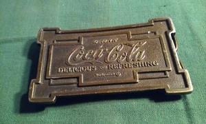 Coca-Cola Coke Soda Pop Company Logo 1975 Bergamot Vintage Brass Belt Buckle - Picture 1 of 7