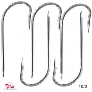 5pcs Fish WOW! 10/0 Fishing Cedar Plug Hooks big game wide gap inline eye point - Picture 1 of 9
