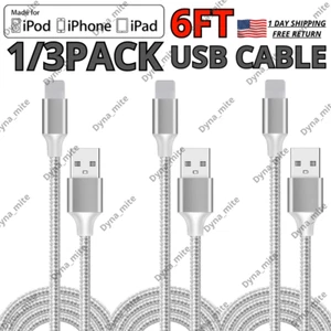 Cable cargador USB trenzado adaptador de corriente para iPhone 8 XR 11 12 13 14 Pro Max - Imagen 1 de 10