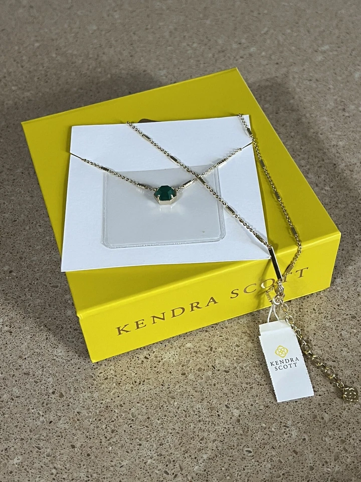 Ожерелье с подвеской в виде изумруда Kendra Scott май модная бижутерия позолоченная коробка 14 карат - Изображение 1 из 4