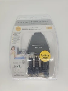 Belkin 2-Port KVM Switch mit Audio & integrierten Kabeln PS/2 Dual Computer Neu - Bild 1 von 4
