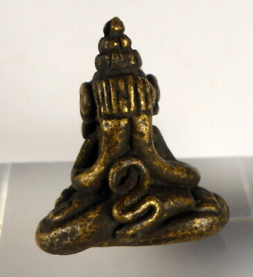 Old Small Antique Solid Bronze Phra Pidta Buddha Statue  100 + Years Old • 42.37£