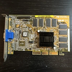 RARE ASUS AGP-V3800/16M PURE NVIDIA RIVA VGA C1AVFH 5184-3490 Video Card Vintage - Picture 1 of 4