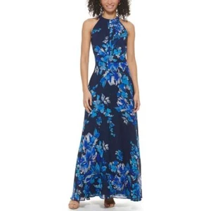 Eliza J Halter Floral Maxi Dress Size 12 - Picture 1 of 4