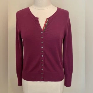 Eddie Bauer Stretch Pima Cotton Purple Button Down Long Sleeve Ribbed Cardigan M - Picture 1 of 8