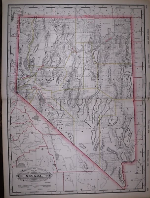 Mapa 1889 ~ NEVADA ~ (XL17x23) Coloreado - Buen Estado ~ Envío y devolución gratuitos - #031 Foto 1 de 2