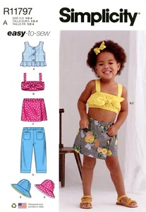 Simplicity R11797 Toddlers' Crop Tops, Pants, Skort & Hat Sz 1/2-4 UNCUT S9797 - Picture 1 of 4