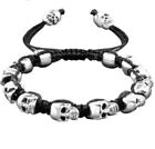 Face Skull Bead  Link Bracelet - Silver Plated Multicolor Strings Bracelets 1pc