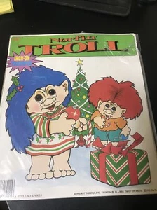 VINTAGE NORFIN TROLL IRON ON TRANSFER 9" X 10 1/4" NEW UN-USED ON CARD BRIGHT - Picture 1 of 2
