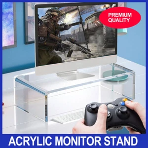 Acrylic Monitor Stand Transparent Desktop Computer Laptop Stand Riser Clear - Picture 1 of 10