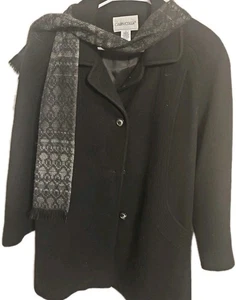 Cabin Creek Coat Women 14 Blk 100% Wool Y2K Boho Cottagecore Barbie Normcore  - Picture 1 of 17
