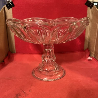 Antique Loop/ O’Hara High Standard EAPG Flint Compote Glass Candy & Fruit Bowl - Image 1 of 4