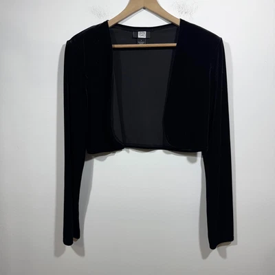 Cárdigan chal de terciopelo negro vintage Studio 1940 Y2K talla 8 gótico Foto 1 de 4