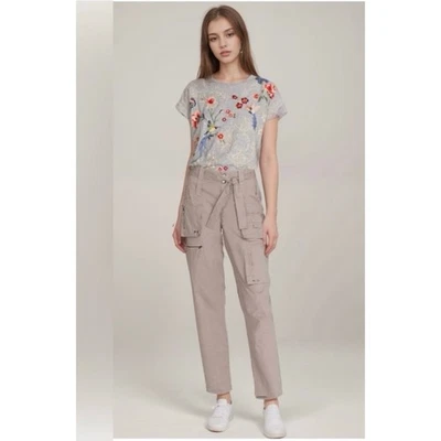 Pantalones cargo JOHNNY WAS NUEVOS CON ETIQUETAS Pete & Greta Tyla con cinturón caqui talla 4 mezcla de algodón Foto 1 de 4