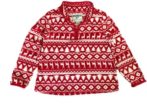 Oshkosh 1/4 Zip Fleece Pullover Size 5T in Red W/white Nordic Print - Picture 1 of 7