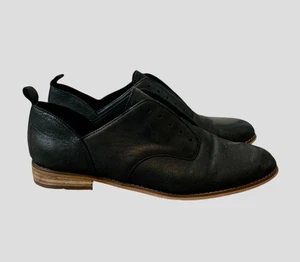 Lucky Brand Ednam Black Leather Loafers Size 8  Oxfords Flats Preppy Office Work - Picture 1 of 8