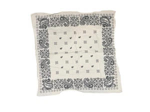 Vintage schwarz & weiß Paisley Bandana 21" Baumwolle Western Quadrat Schal - Bild 1 von 2