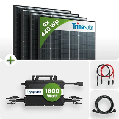 1760Wp Balkonkraftwerk 4xTrina bifazial 440Wp Hoymiles HMS1600 Wechselricher - Bild 1 von 4
