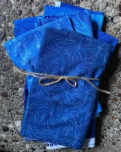 Lot Of 7 Pretty Quilting Fabrics - Ocean Blue 4+ Yards - Picture 1 of 13