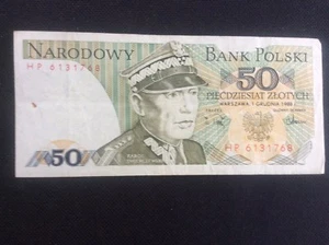 50 Polish Poland Piecdziesiat Zlotych Narodowy Bank Polska 1988 HP Prefix - Picture 1 of 2