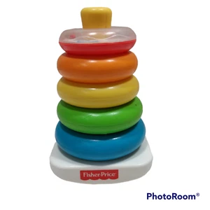 Fisher Price 2004 Rock-A-Stack Ring Toy #71050 w/ 5 Color Rings, Incl 1 Rattle - Picture 1 of 4
