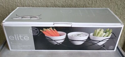2015 Gibson Elite 4 Piece Porcelain Serving Set W/ Metal Rack - Image 1 of 2