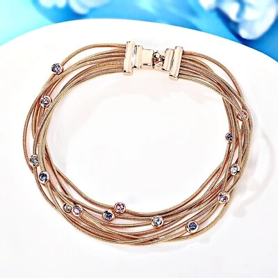 Made with SWAROVSKI crystal crossover snake chain 18k rose gold filled bracelet - Image 1 of 4