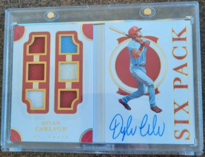 2021 NATIONAL TREASURES-17/99-DYLAN CARLSON AUTO PATCH BOOKLET-SIX PACK-STL - Image 1 of 4