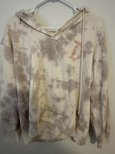 OFF WHITE Walt Disney World Tie Dye Pullover Lavaggio Acido Felpa con Cappuccio Grigio Crema Adulto L