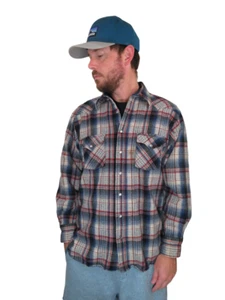 Vintage Pendleton Western Wool Flannel Shadow Plaid Pearl Snap Shirt Mens Medium - Picture 1 of 10