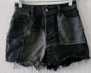 Hollister Ultra High Rise Mom Shorts 3" schwarz Denim Jeans Patchwork Gr. 00 - Bild 1 von 9