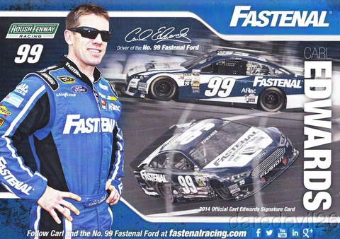 2014 Carl Edwards Fastenal Ford Fusion NASCAR Sprint Cup postcard Cover