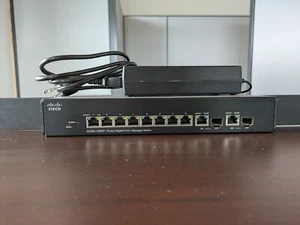 Cisco SG300-10PP 10-Port Gigabit Ethernet Switch Includes AC adapter - Picture 1 of 3