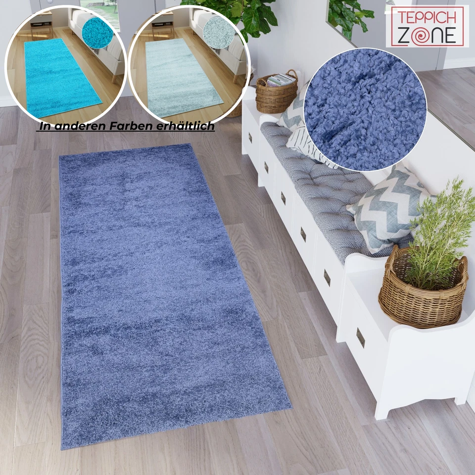 Alfombra corredor peludo piso largo monocromático moderno salón dormitorio ÖKOTEX - Imagen 1 de 1