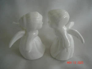 Vintage PAAR JOSEF ORGINALS WEISS PORZELLAN KÜSSENDER ENGEL FIGUREN Korea mit ETIKETTEN - Bild 1 von 8