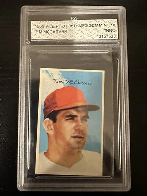  AUTÓGRAFO Y CALIFICADO: Estampillas fotográficas de Tim Mccarver 1969 MLB - gema como nueva 10 estado Foto 1 de 3