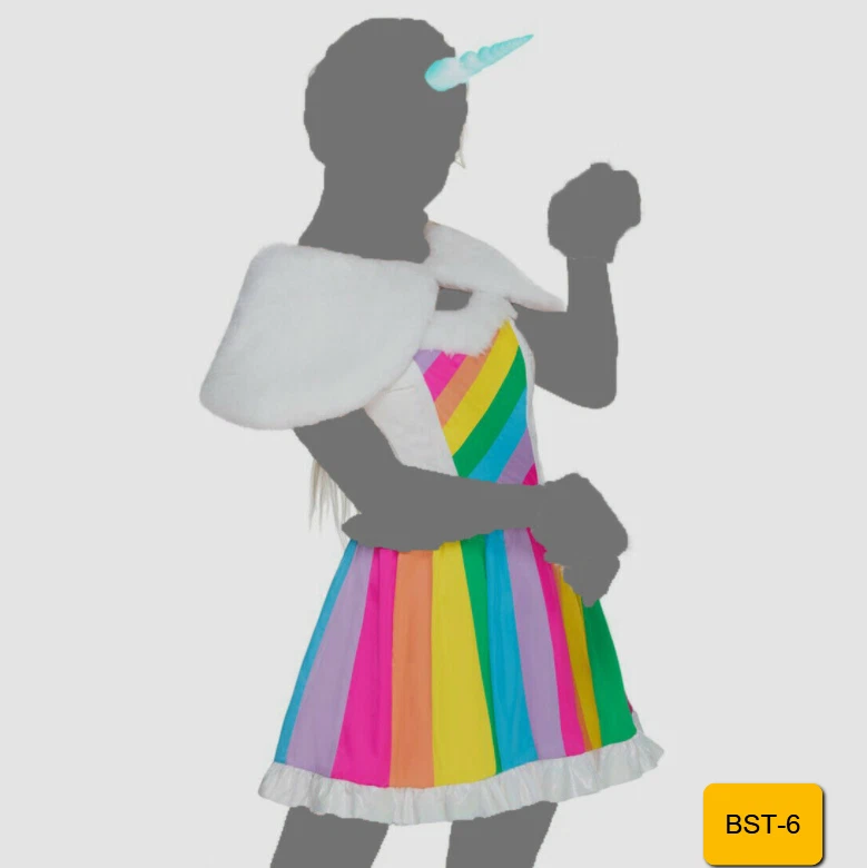 $187 Melonhopper Women White Rainbow Unicorn Halloween Costume Mini Dress Small - Image 1 of 1