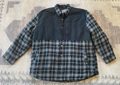 Men's Sz XXL Craftsman Plaid Lined Chacket Button Down Black Striped Long Sleeve - Image 1 of 4