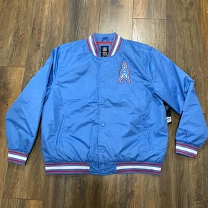 NFL Jackets Mens Tennessee Houston Oilers Football Varsity Letterman Snap XL - Picture 1 of 16