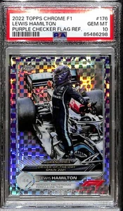 2022 Topps F1 Chrome Lewis Hamilton #176 Purple Checker Flag Refractor PSA 10 - Picture 1 of 2