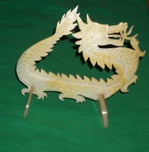 ANTIGUO DRAGÓN FETICHE EFIGIE NÁCAR MADRE DE PERLAS FREGONA FENG SHUI ANTIGUO ICONO ASIÁTICO - Imagen 1 de 7