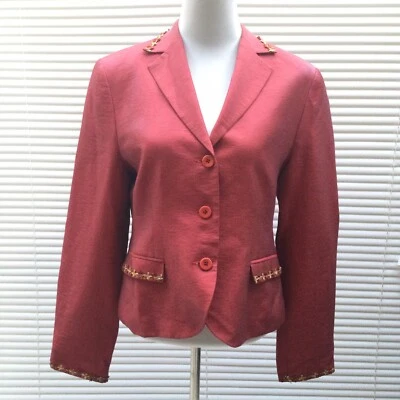 Ojay Vintage Jacket Size 14 Womens Maroon Red Pockets Lined Long Sleeves Button - image 1 of 4